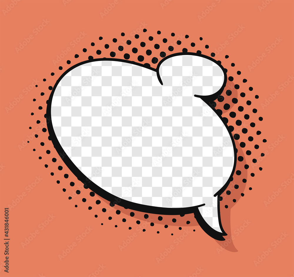 Poster pop art speech bubble without text and transparent background. cartoon style vector collection of fr