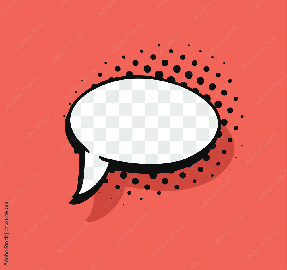 Poster pop art speech bubble without text and transparent background. cartoon style vector collection of fr