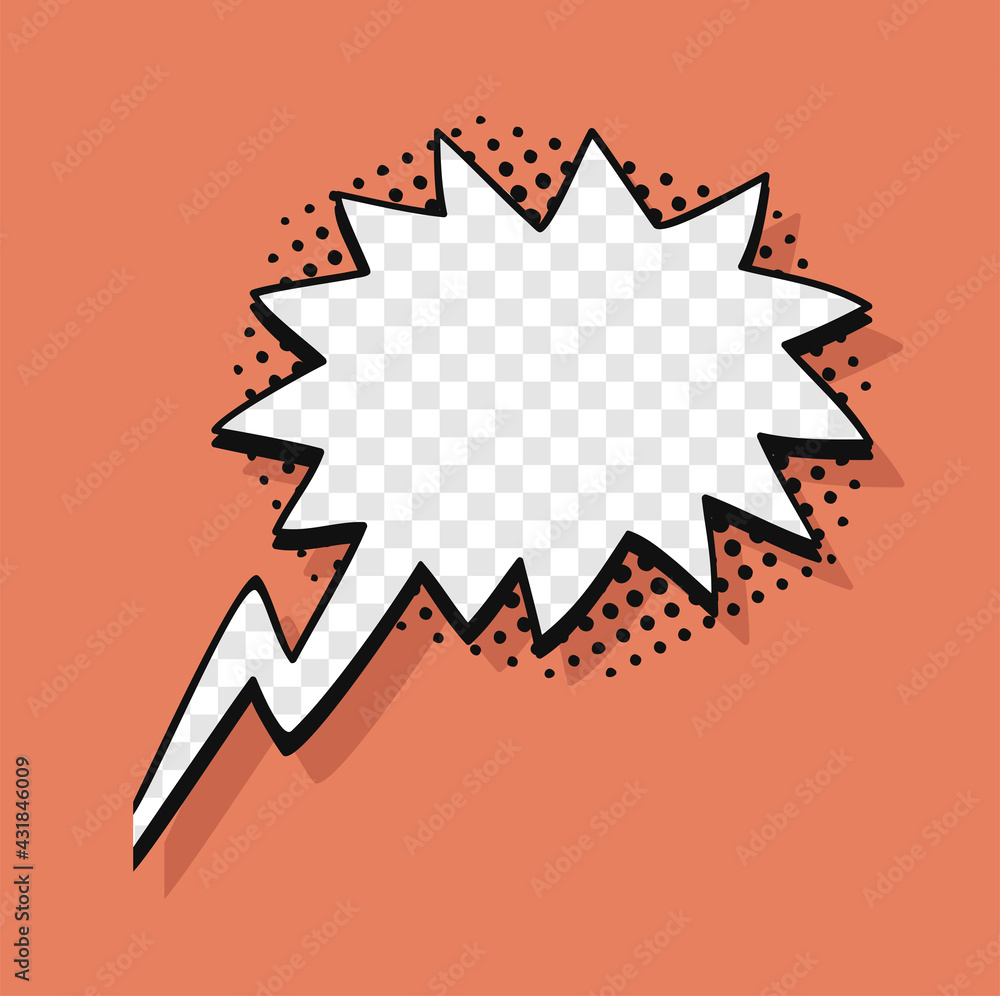 Poster pop art speech bubble without text and transparent background. cartoon style vector collection of fr