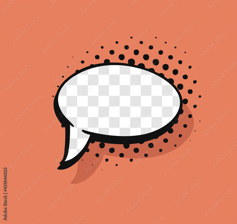 Poster pop art speech bubble without text and transparent background. cartoon style vector collection of fr