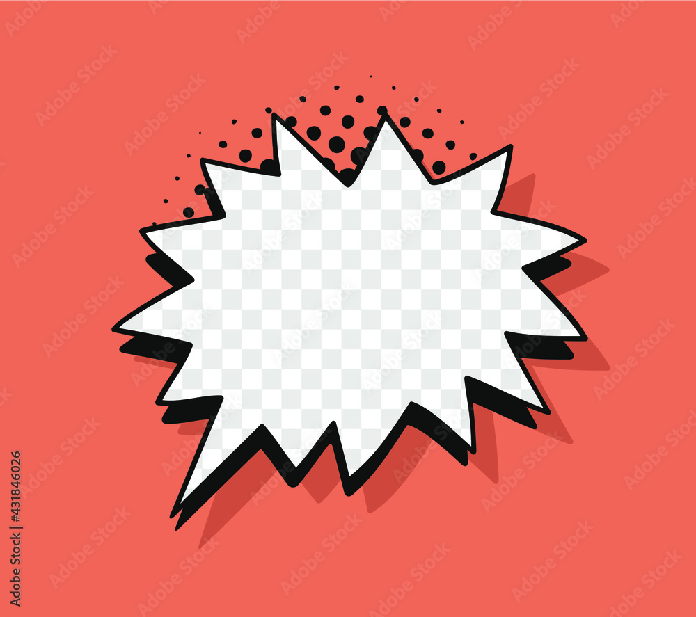 Poster pop art speech bubble without text and transparent background. cartoon style vector collection of fr