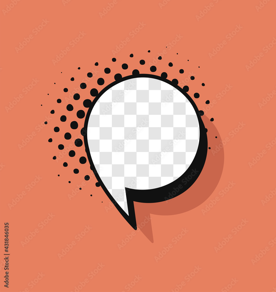 Poster pop art speech bubble without text and transparent background. cartoon style vector collection of fr