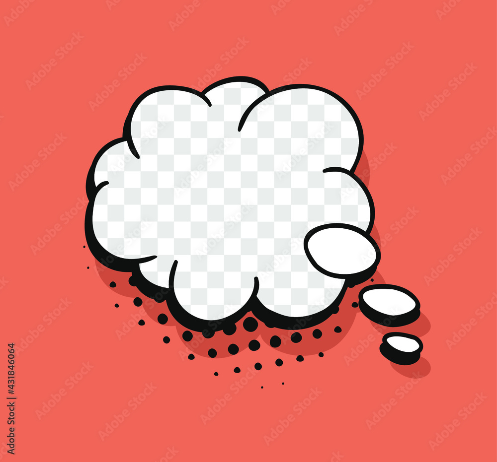 Poster pop art speech bubble without text and transparent background. cartoon style vector collection of fr