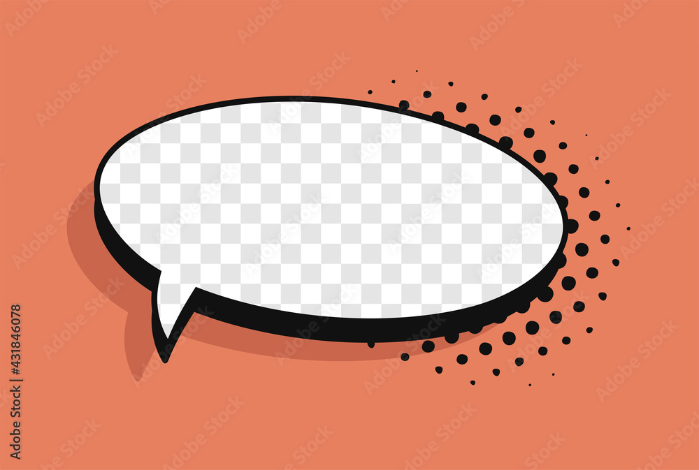 Poster pop art speech bubble without text and transparent background. cartoon style vector collection of fr