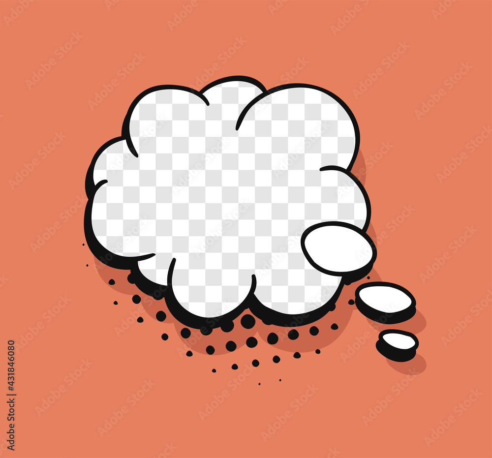 Poster pop art speech bubble without text and transparent background. cartoon style vector collection of fr