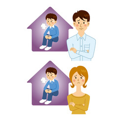 子供の引きこもりに悩む男女