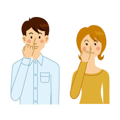鼻くそをほじる男女