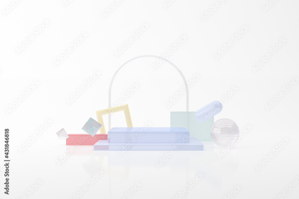 Aufkleber mockup of abstract geometry podium, minimal, product presentation. 3d rendering.