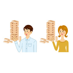 ジェンガをする男女