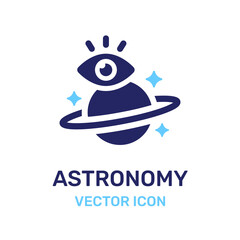Observe stars and planet icon vector. Astronomy study concept.