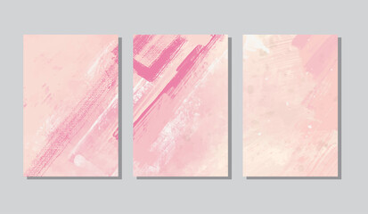 Vector abstract color paint pink banner set.