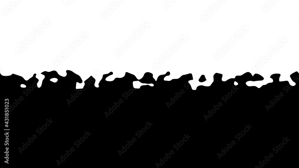 Sticker the transition from black to white with uneven border line, interpenetration of colors. vector illus