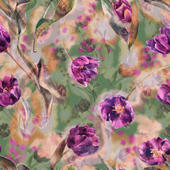 watercolor background with flowers