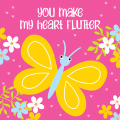 valentine greeting card background with butterfly design