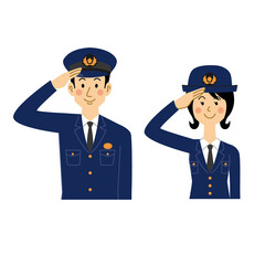敬礼する警察官