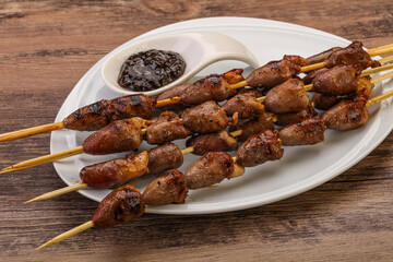 Asian cuisine - chicken hearts skewer
