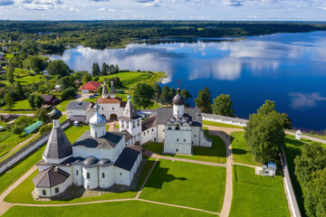 Aerial view of Ferapontov Monastery on sunny summer day. Ferapontovo village, Vologda Oblast,...