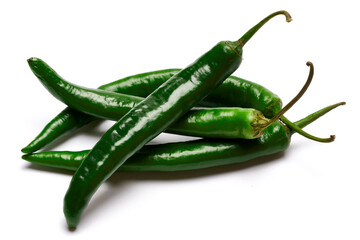 Group of Chili or sweet peppers isolated on white background