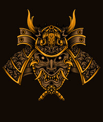 Fototapeta premium illustration vector samurai warrior head