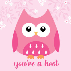 valentine cute greeting card with owl design
