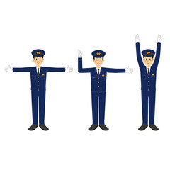 手信号をする警察官