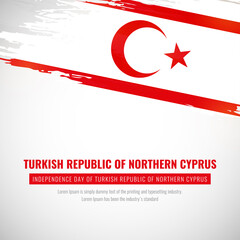 Happy independence day of Turkish Republic of Northern Cyprus with brush style watercolor country flag background