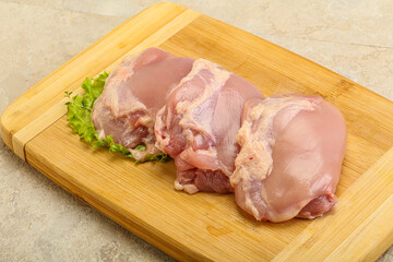 Raw chicken boneless and skinless leg