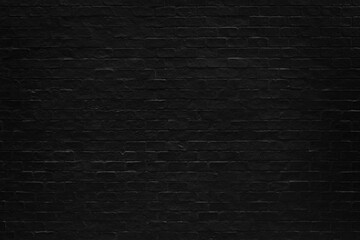 Black brick texture details design backdrop. Paint brickwork wall and copy space.