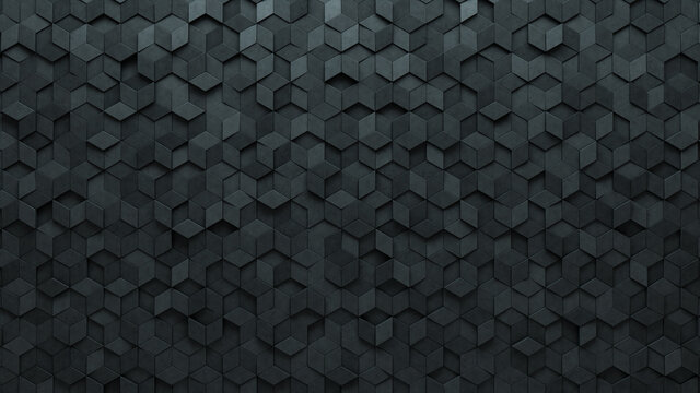 Polished, Diamond shaped Wall background with tiles. Concrete, tile Wallpaper with Futuristic, 3D blocks. 3D Render