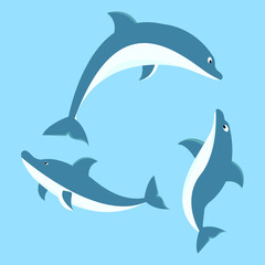 Obraz premium Set of dolphin logo design template