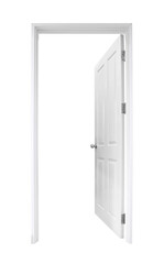 white open doors with doorframe on white background