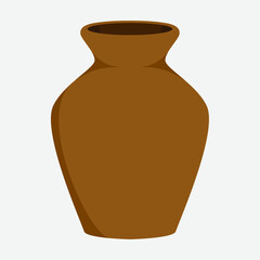 traditional clay pot in flat vector