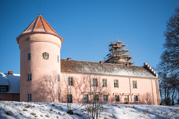 Edole medieval castle in sunny winter day, Latvia.