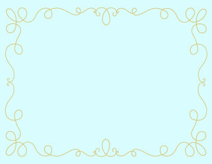 シンプルな手描き曲線のフレーム－背景水色
