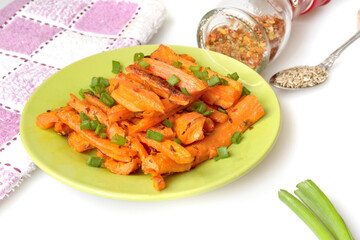 Oven baked carrots with spices and herbs