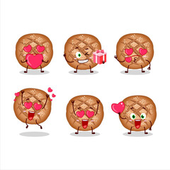 Round dark bread cartoon character with love cute emoticon