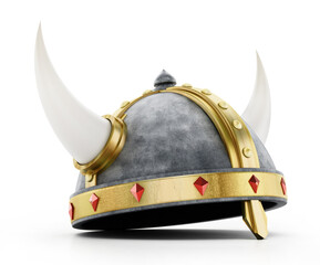 Viking helmet isolated on white background. 3D illustration