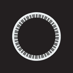 Plate piano key frame border. Piano keyboard Circle shape vector illustration.