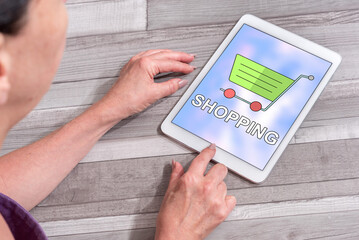 Shopping concept on a tablet