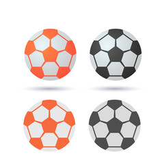 Obraz premium Set of colored soccer balls. volumetric 3d illustration and flat icon. vector illustration isolated on white background