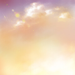 夕焼け空のリアルタッチイラスト　風景　背景　雲　夕方