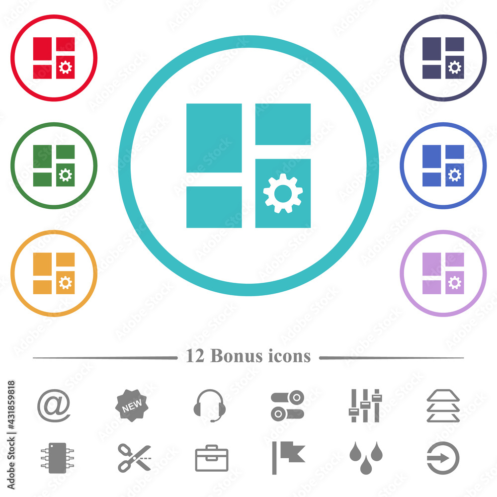 Poster dashboard settings flat color icons in circle shape outlines