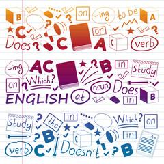 English course. E-learning, online education. English language
