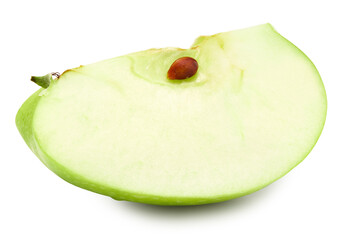 piece of green apple isolated on white background. clipping path