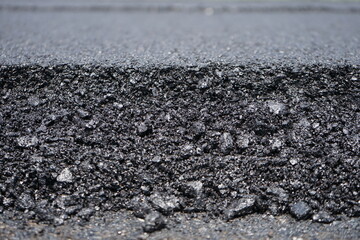 Asphalt road During the construction, not compacted yet.