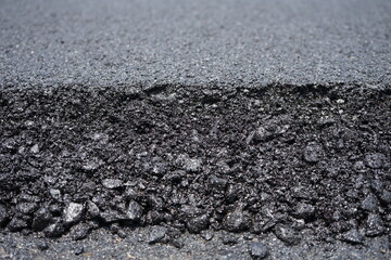 Asphalt road During the construction, not compacted yet.