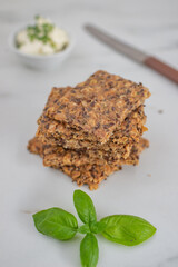 healthy home made crisp rye bread on a table