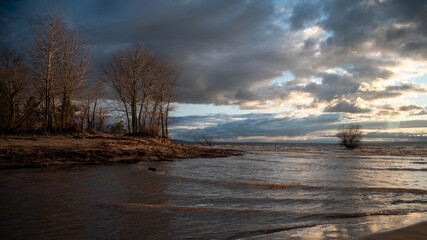Sunset sky at high tide time on the islands