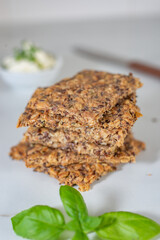 healthy home made crisp rye bread on a table