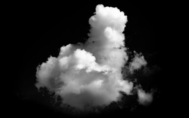white cloud on black background. Dark tone.